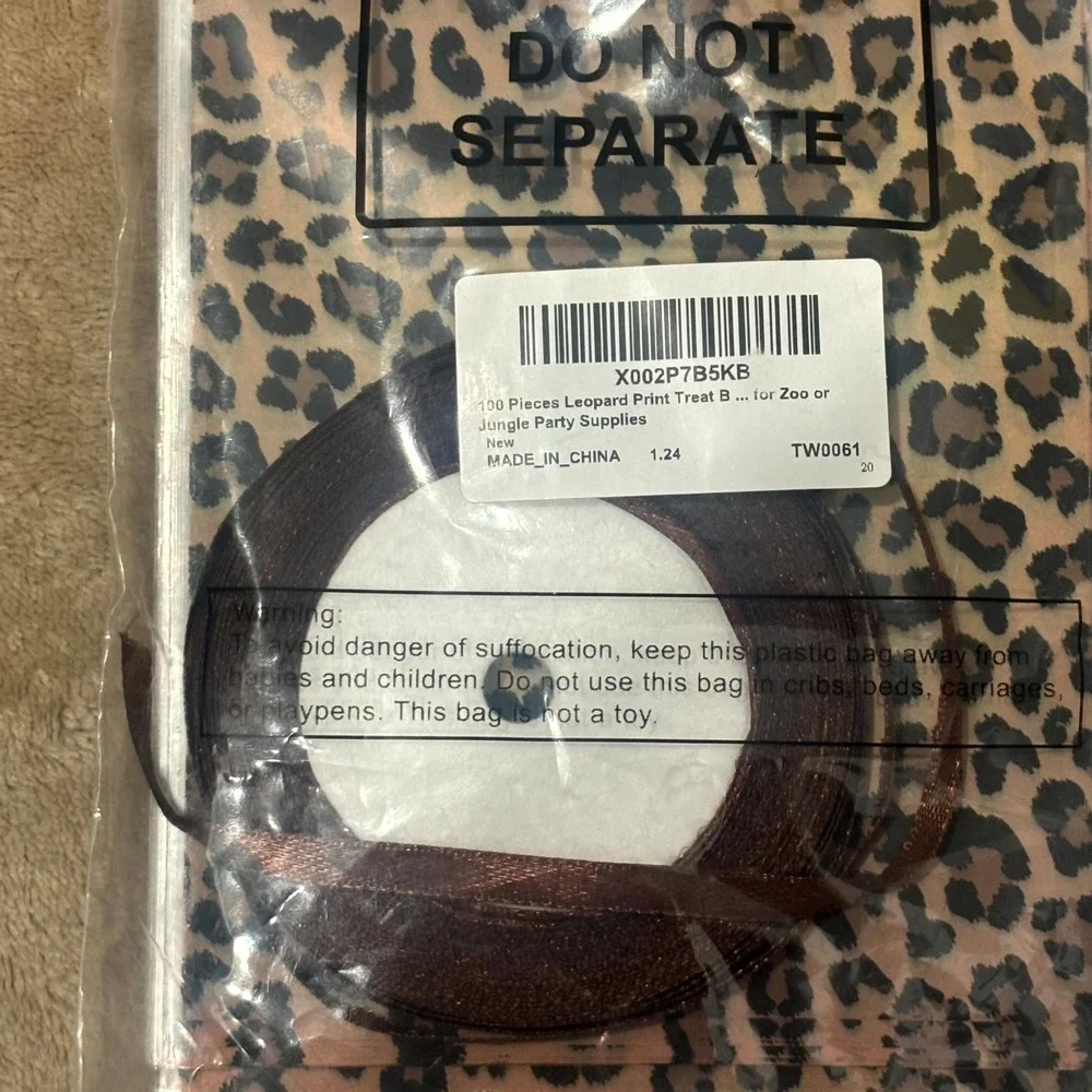 Leopard Print Treat Bags w Ribbon Safari Jungle Party Favor Bags ~100pcs